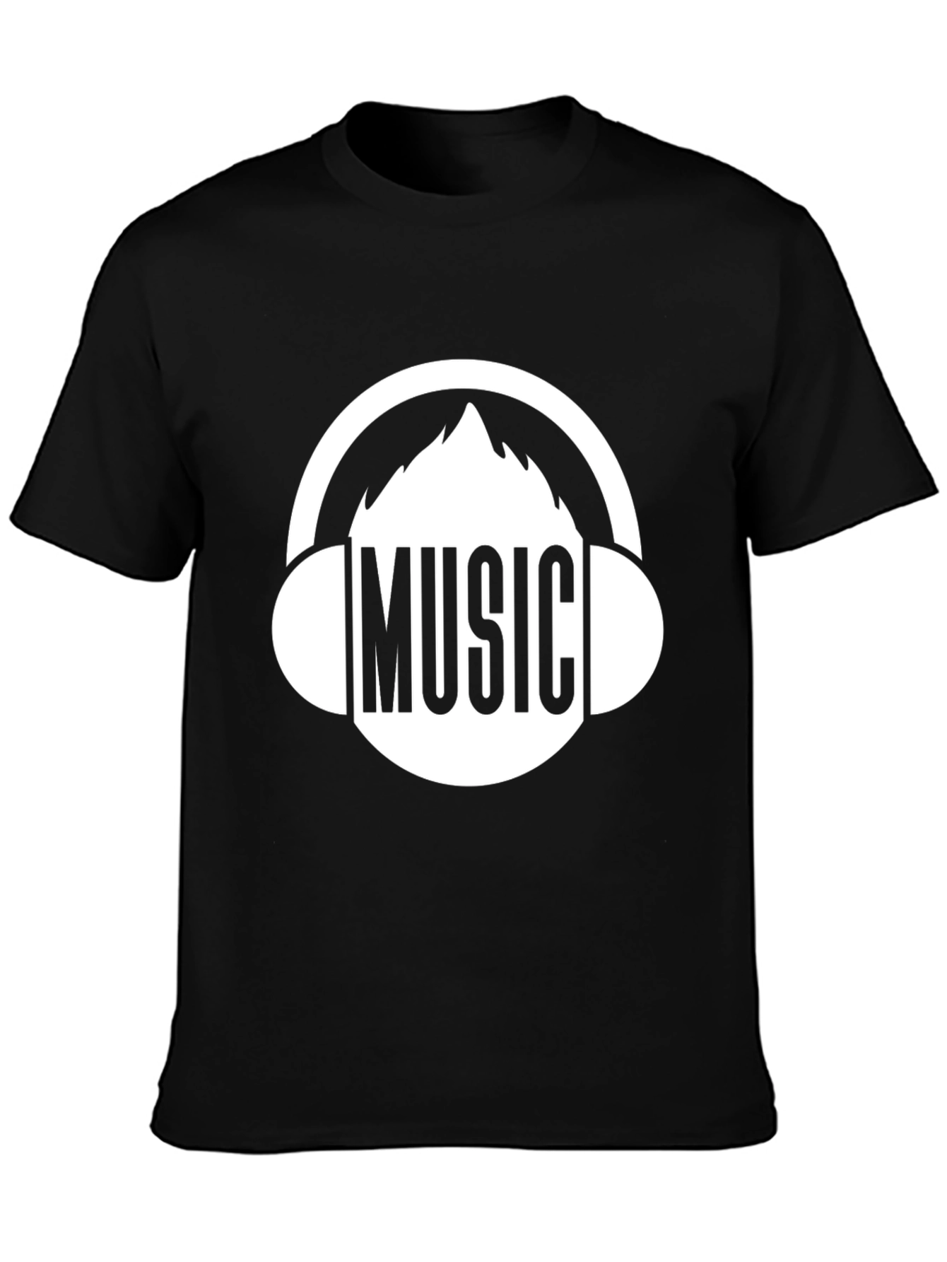 Music Lover Graphic Tee - Black Cotton Blend T-Shirt