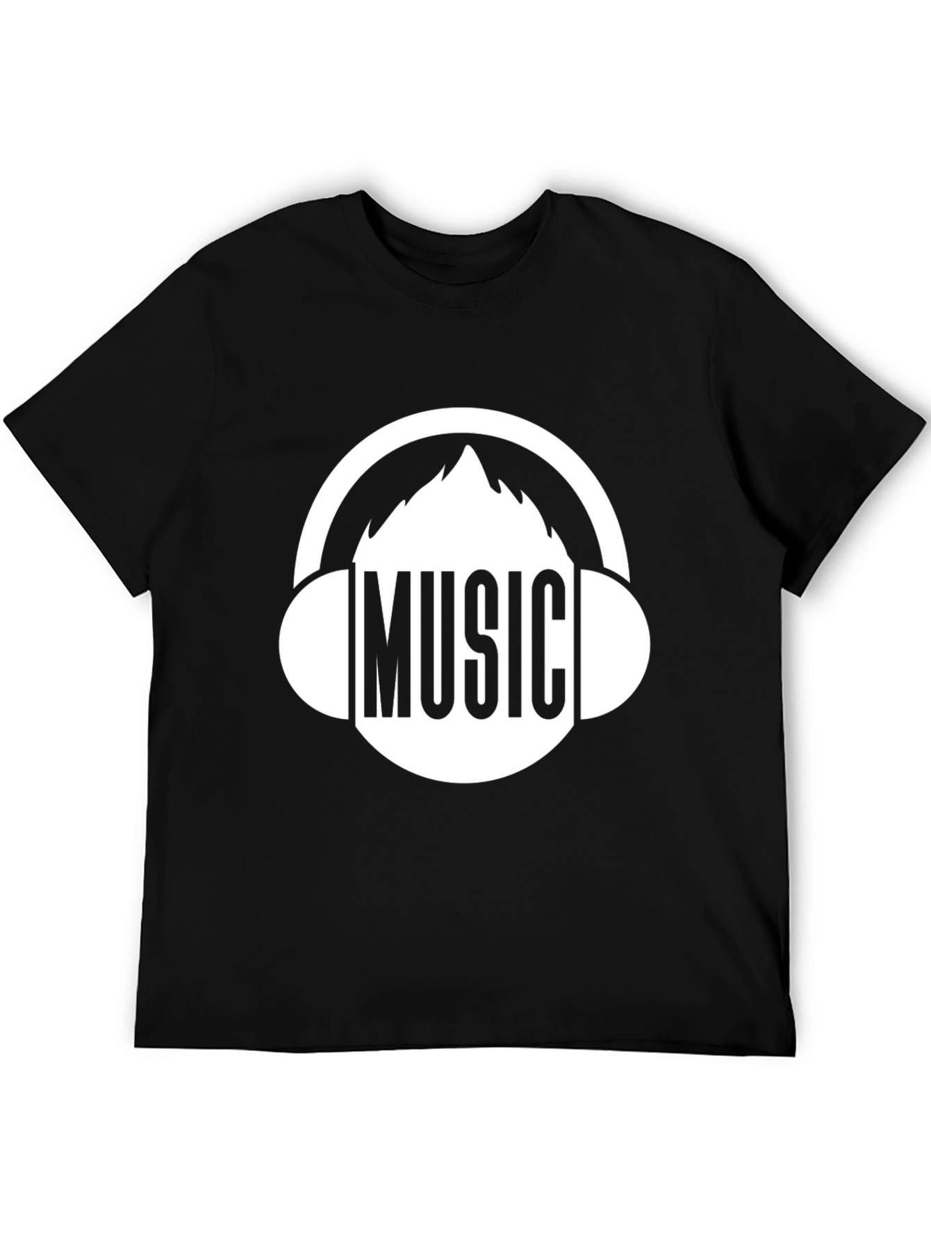 Music Lover Graphic Tee - Black Cotton Blend T-Shirt