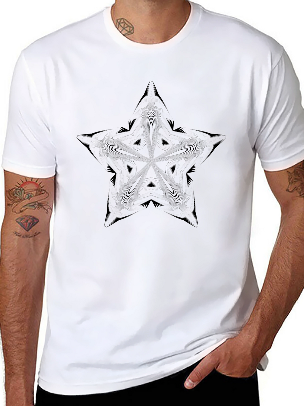 Black Star Graphic Tee - Modern Geometric Design