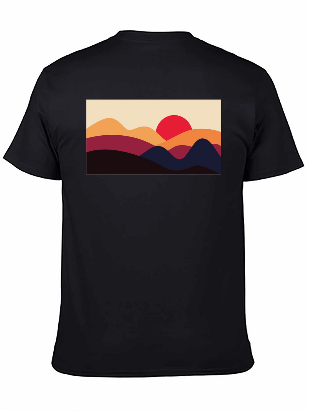 Sunset Mountain Graphic Tee - Black Cotton Blend