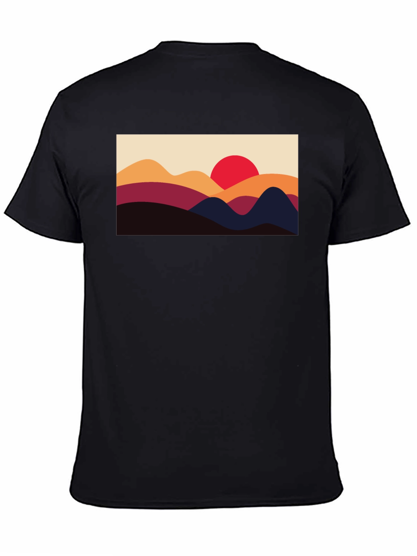 Sunset Mountain Graphic Tee - Black Cotton Blend