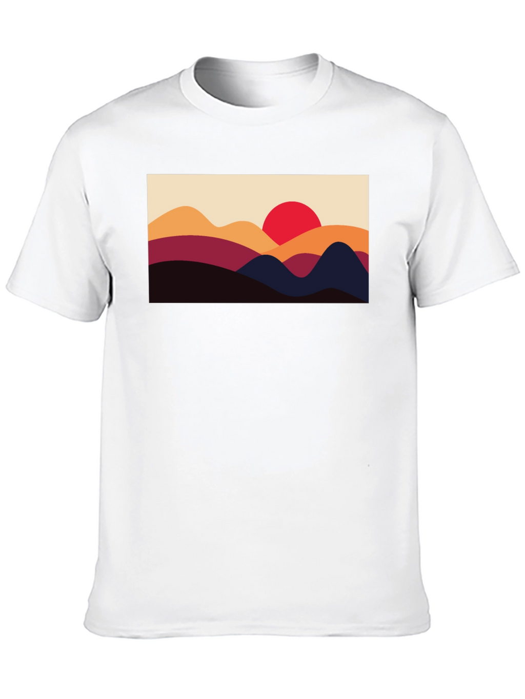 Sunset Mountain Graphic Tee - Black Cotton Blend