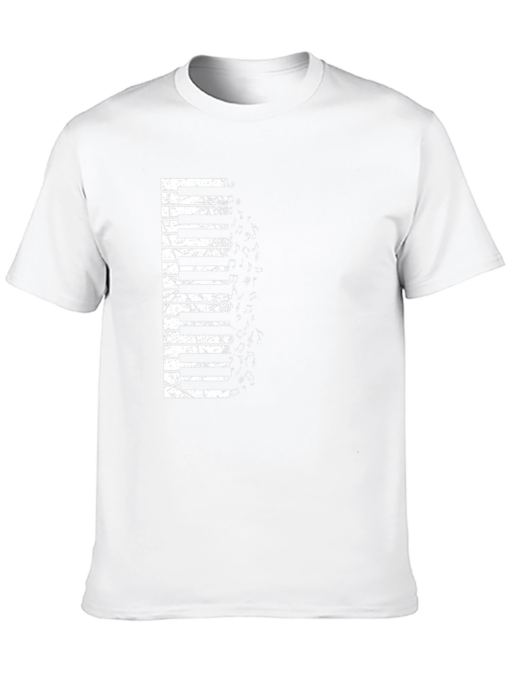 Piano Keys Music Notes Graphic Black T-Shirt