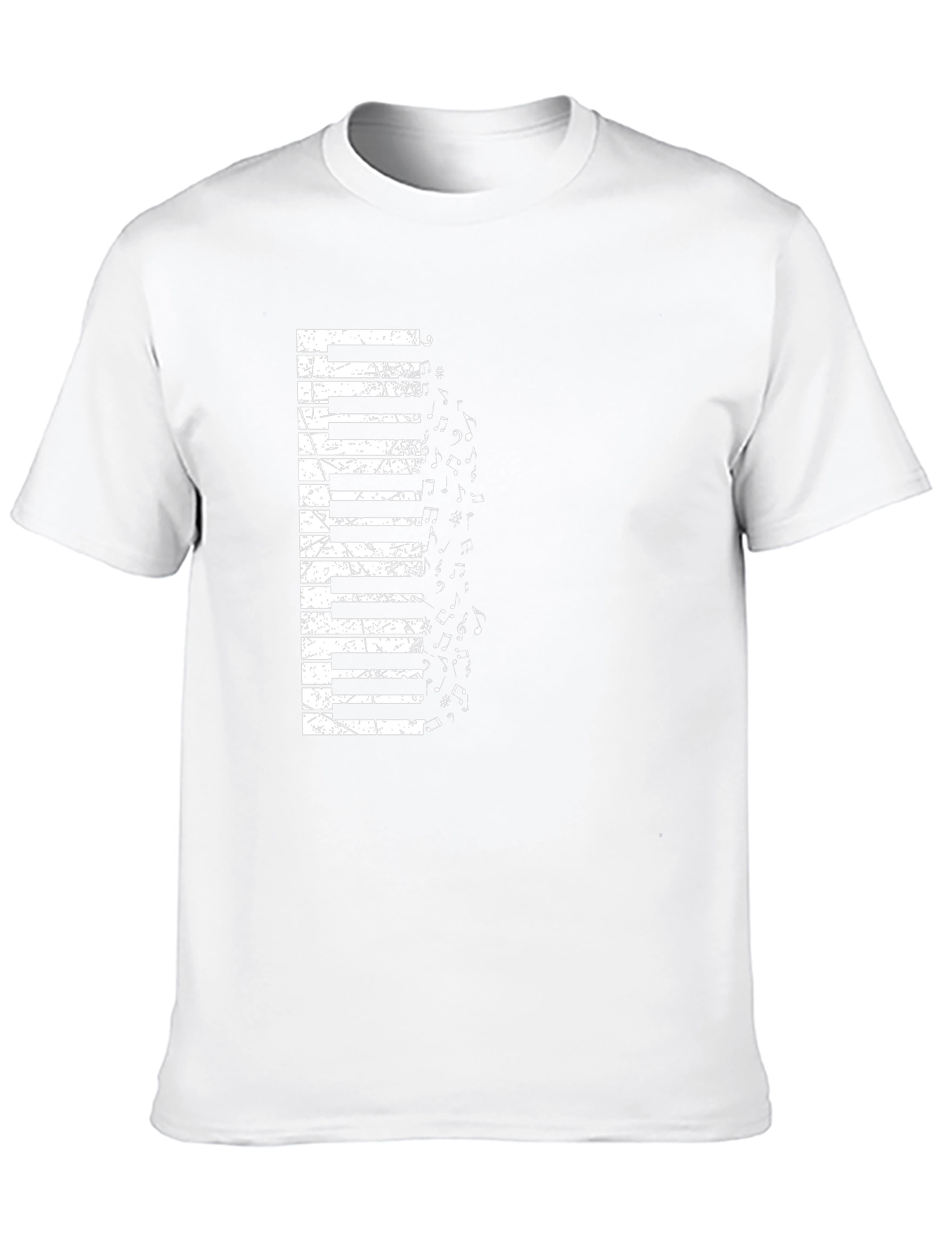 Piano Keys Music Notes Graphic Black T-Shirt