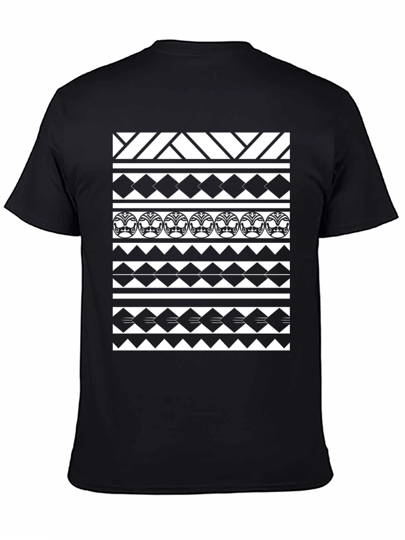 Tribal Pattern Tee - Black Graphic T-Shirt
