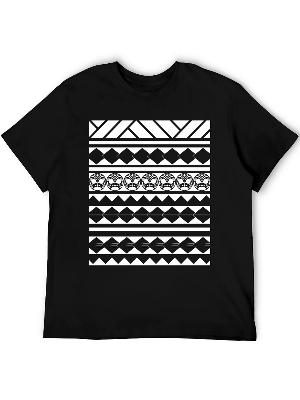 Tribal Pattern Tee - Black Graphic T-Shirt