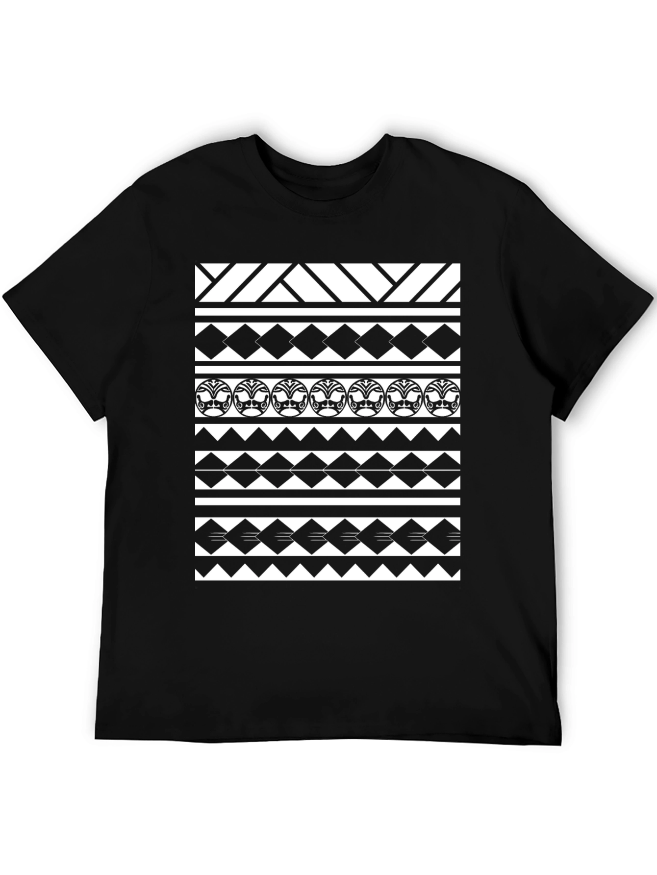 Tribal Pattern Tee - Black Graphic T-Shirt