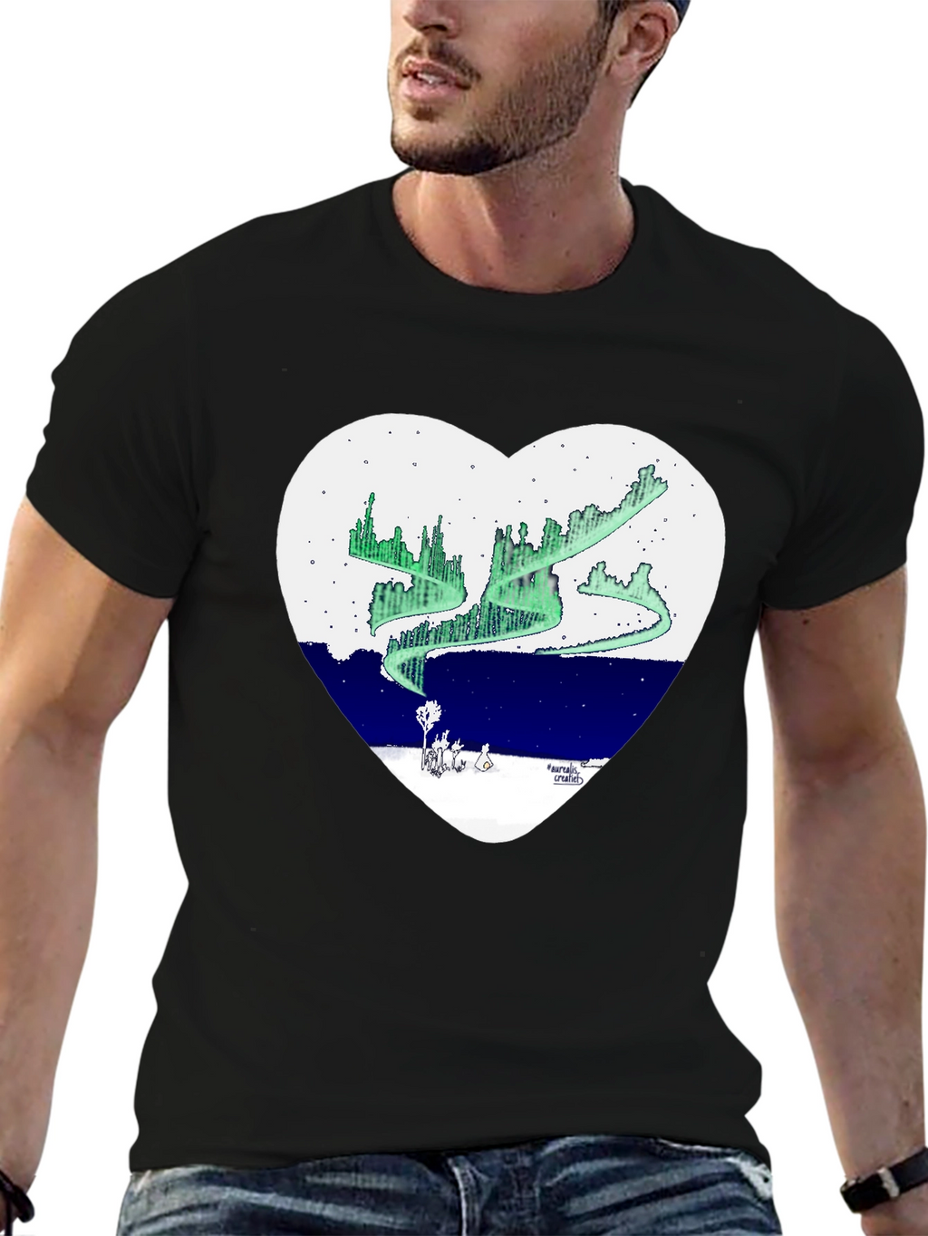 Aurora Borealis Heart Graphic T-Shirt