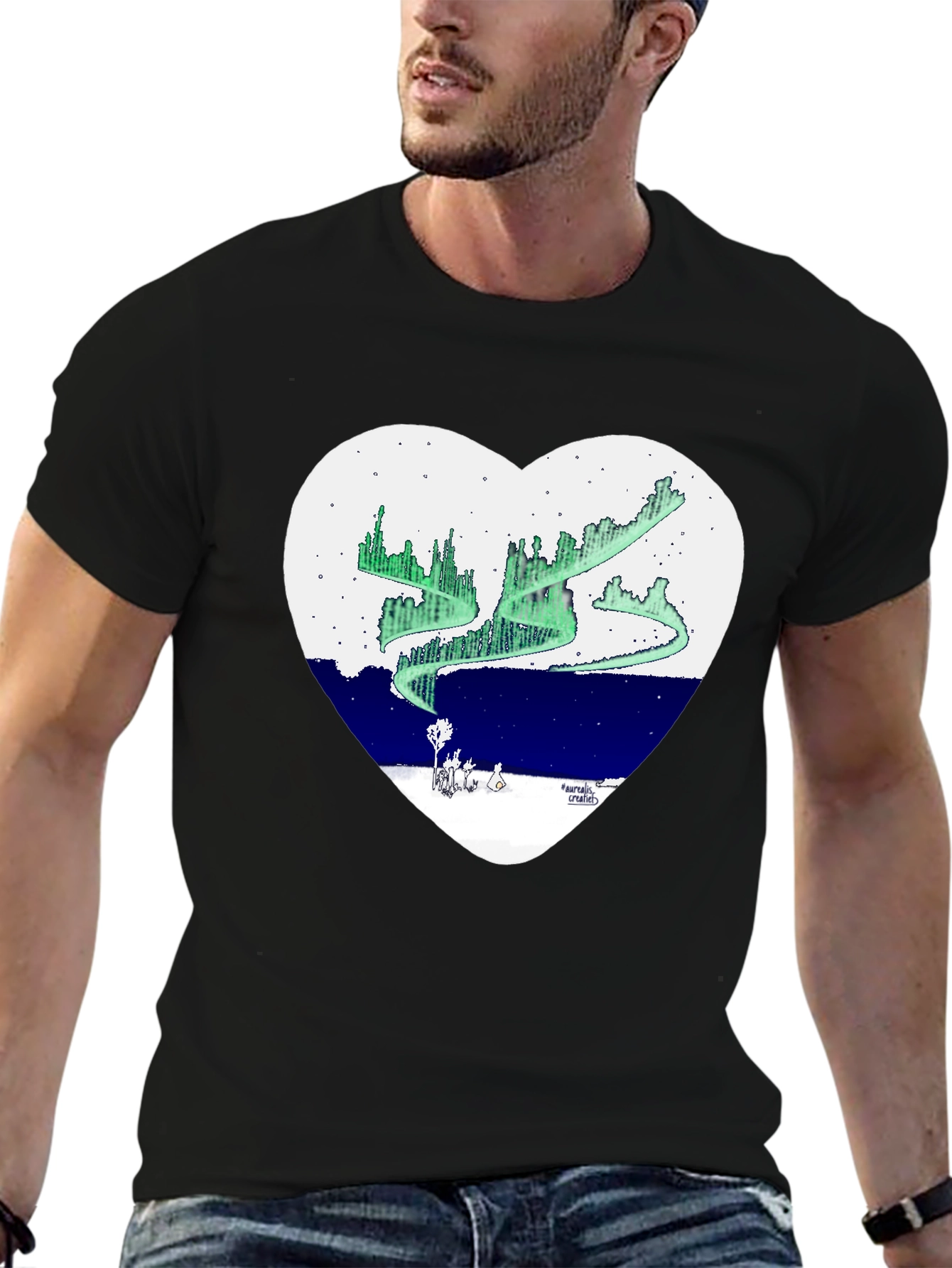 Aurora Borealis Heart Graphic T-Shirt