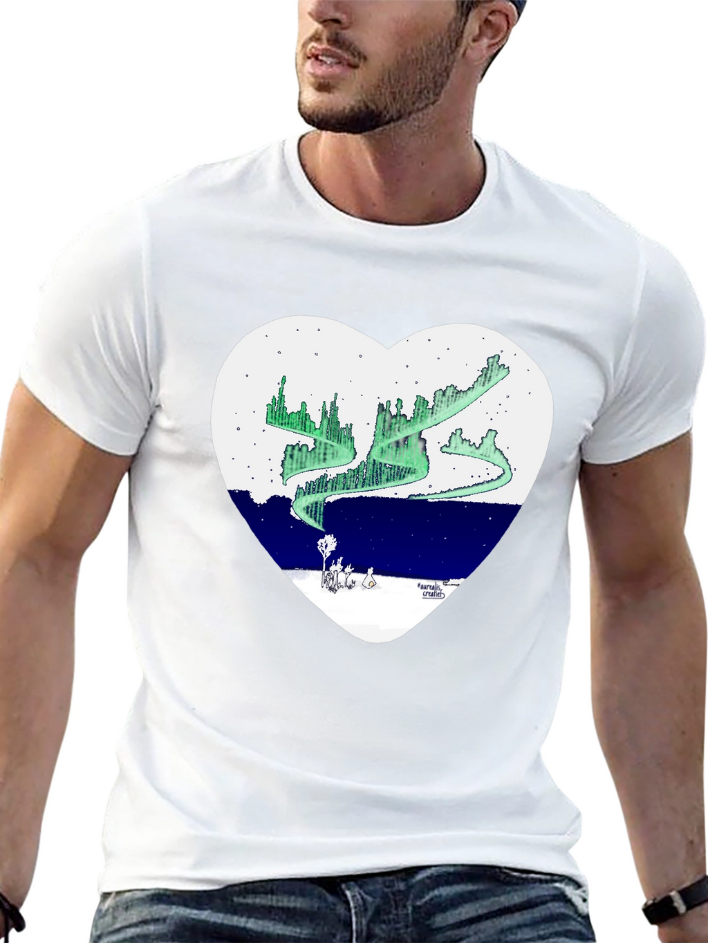 Aurora Borealis Heart Graphic T-Shirt