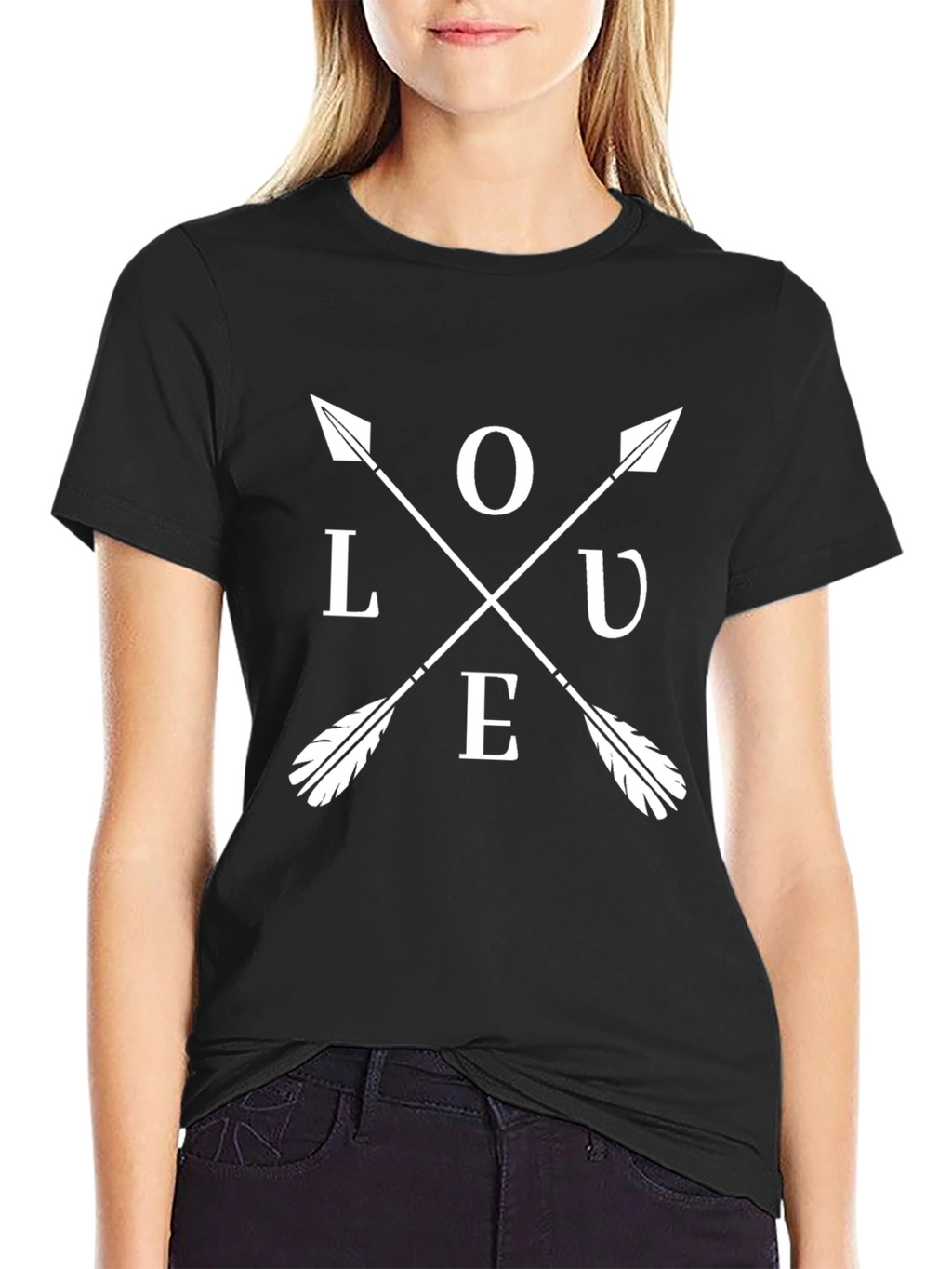 Love Arrow Graphic T-Shirt - Black Casual