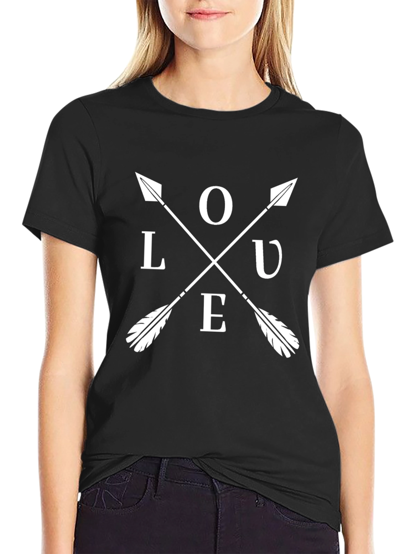 Love Arrow Graphic T-Shirt - Black Casual