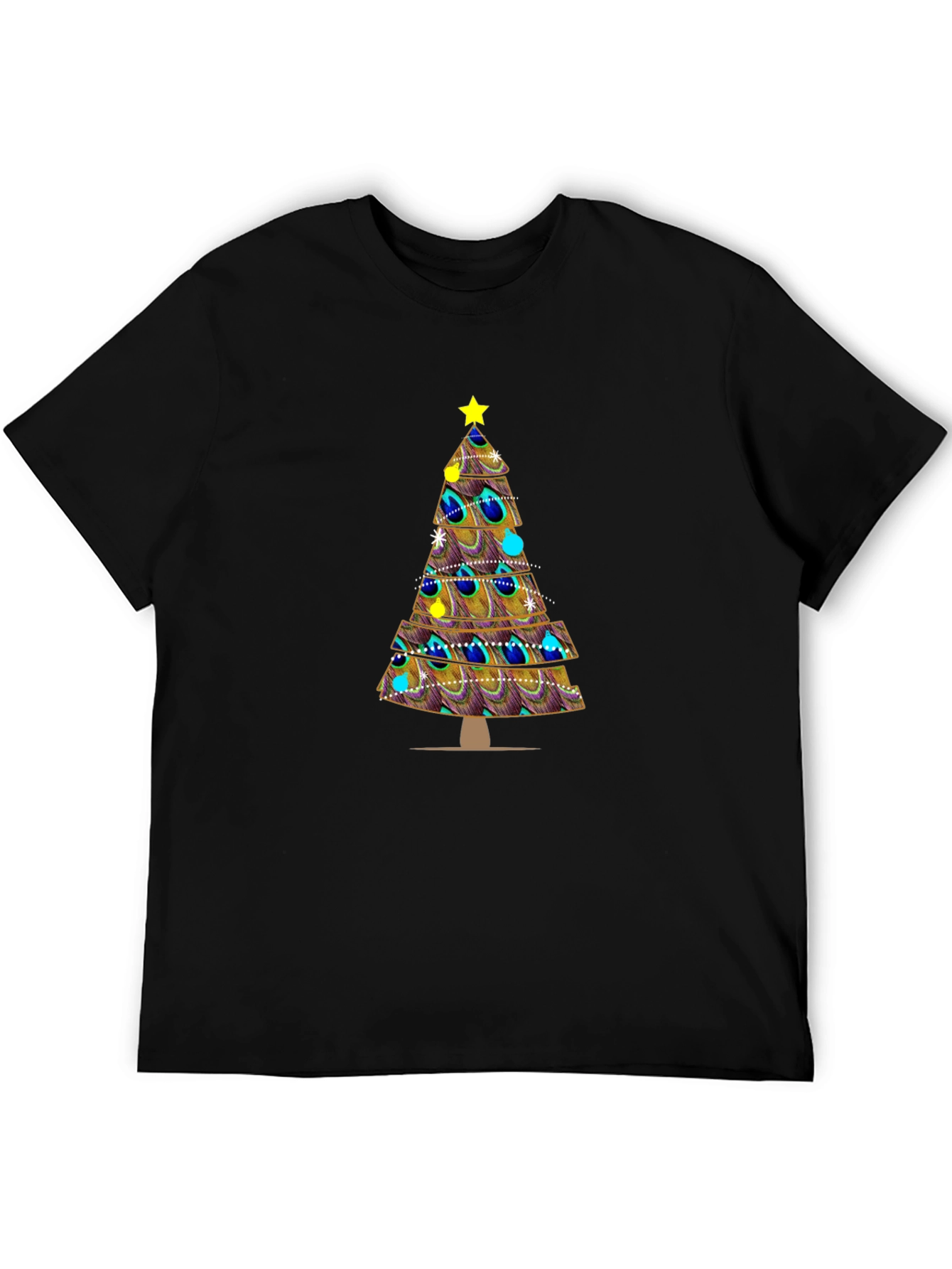 Peacock Feather Christmas Tree Graphic Tee
