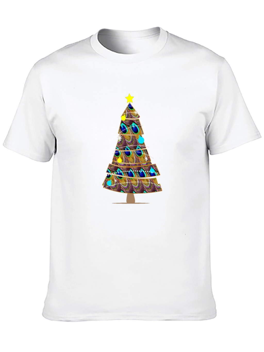 Peacock Feather Christmas Tree Graphic Tee