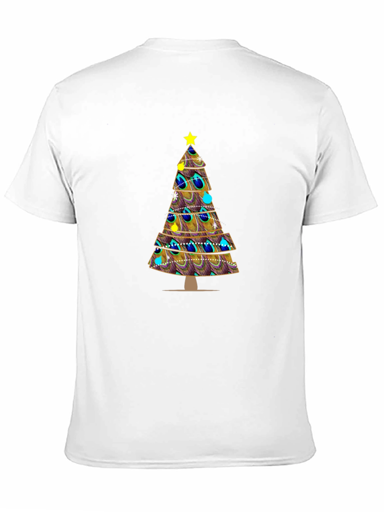 Peacock Feather Christmas Tree Graphic Tee