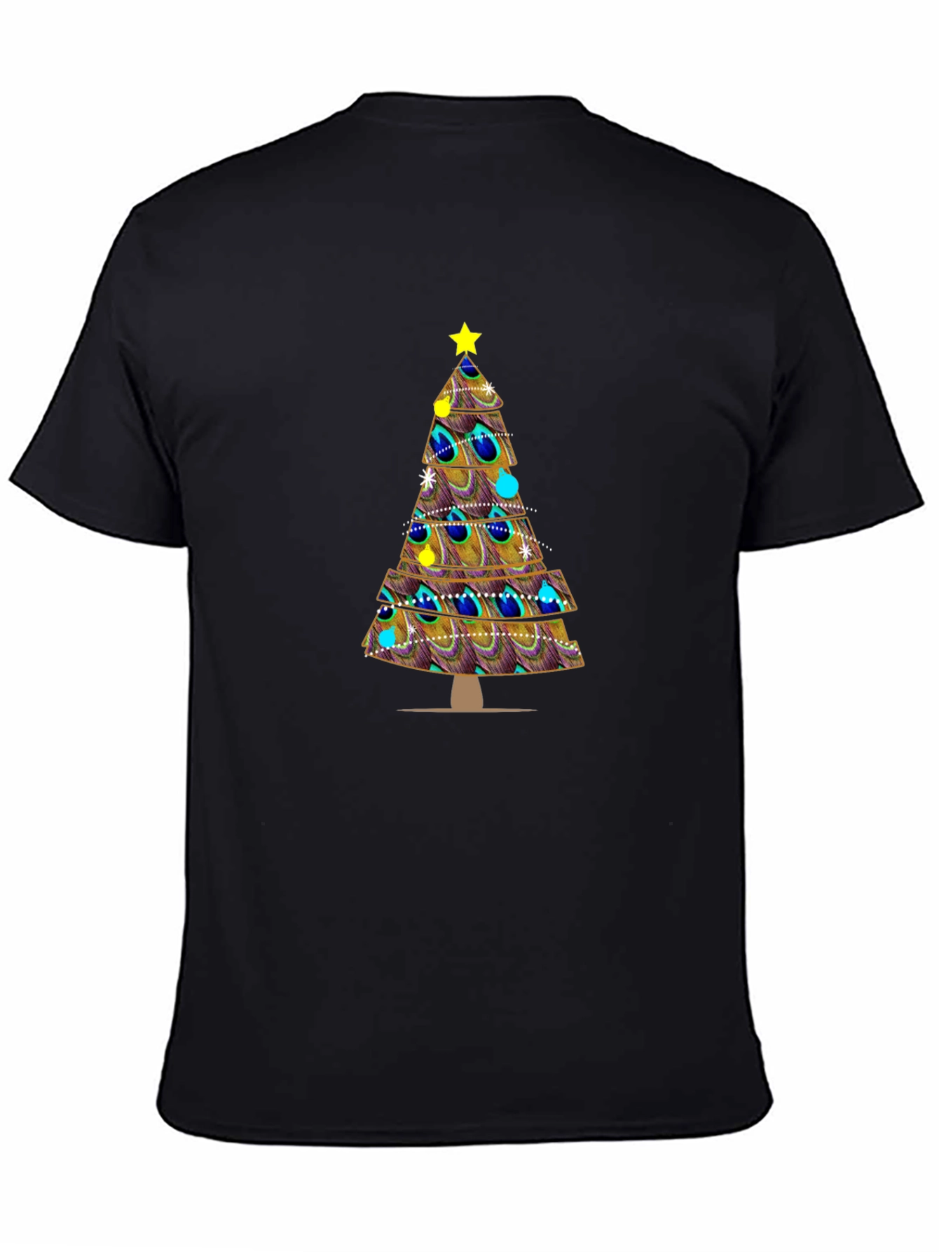 Peacock Feather Christmas Tree Graphic Tee