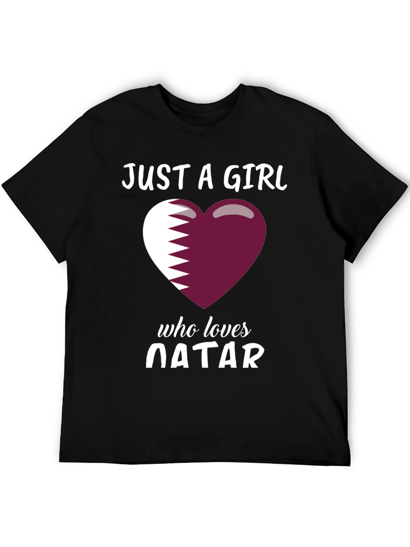 Qatar Flag Heart T-Shirt - Just a Girl Who Loves Qatar