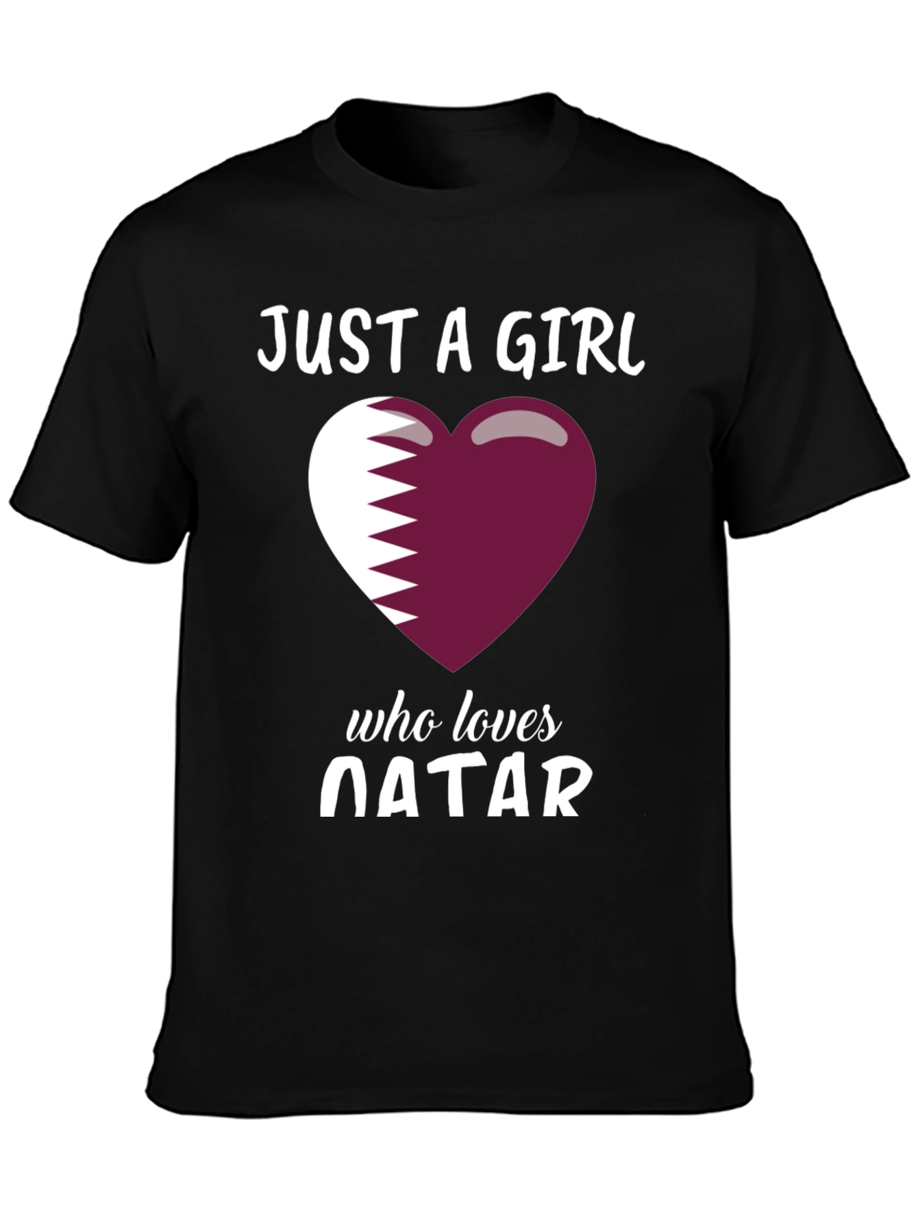 Qatar Flag Heart T-Shirt - Just a Girl Who Loves Qatar