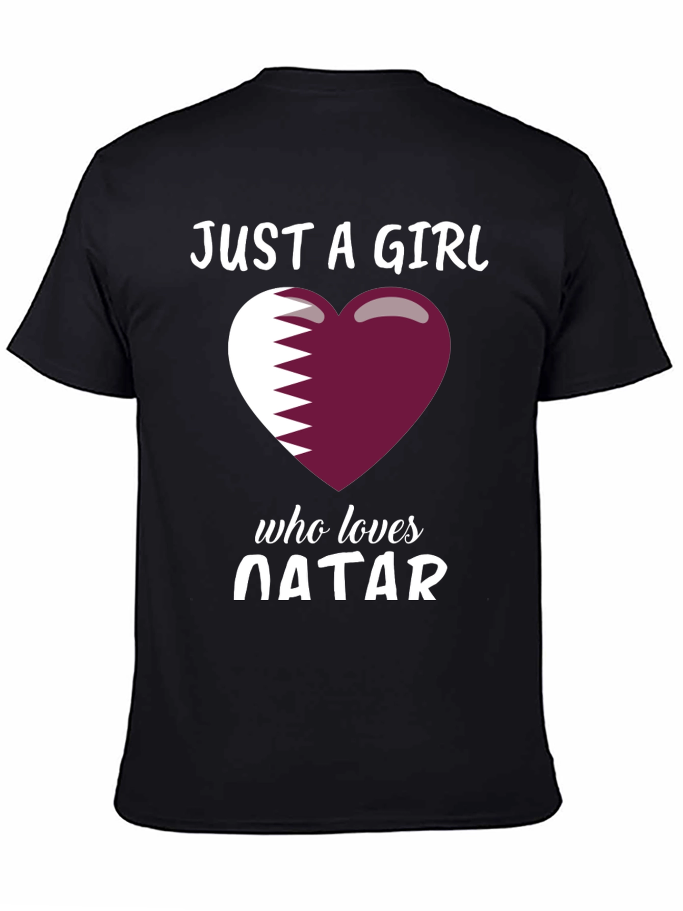 Qatar Flag Heart T-Shirt - Just a Girl Who Loves Qatar