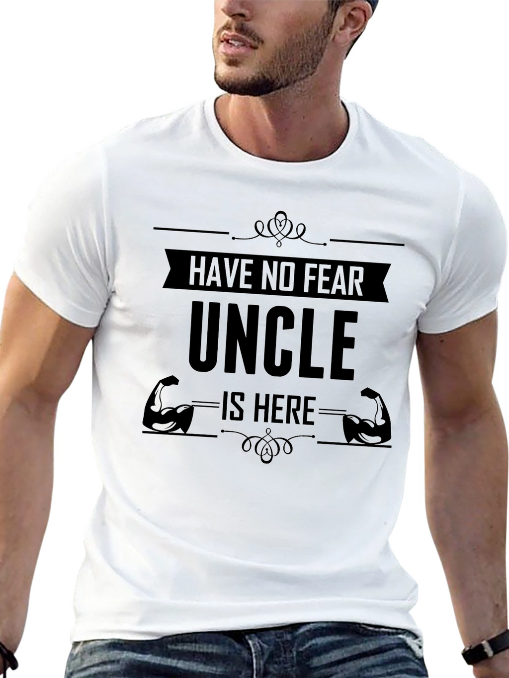 Have No Fear Uncle Is Here Black T-Shirt