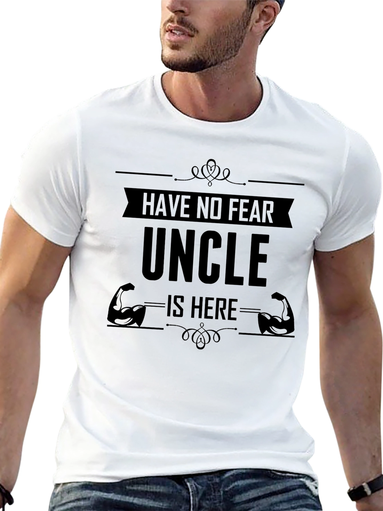 Have No Fear Uncle Is Here Black T-Shirt