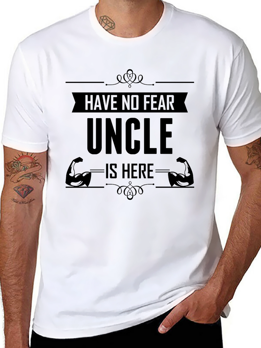 Have No Fear Uncle Is Here Black T-Shirt