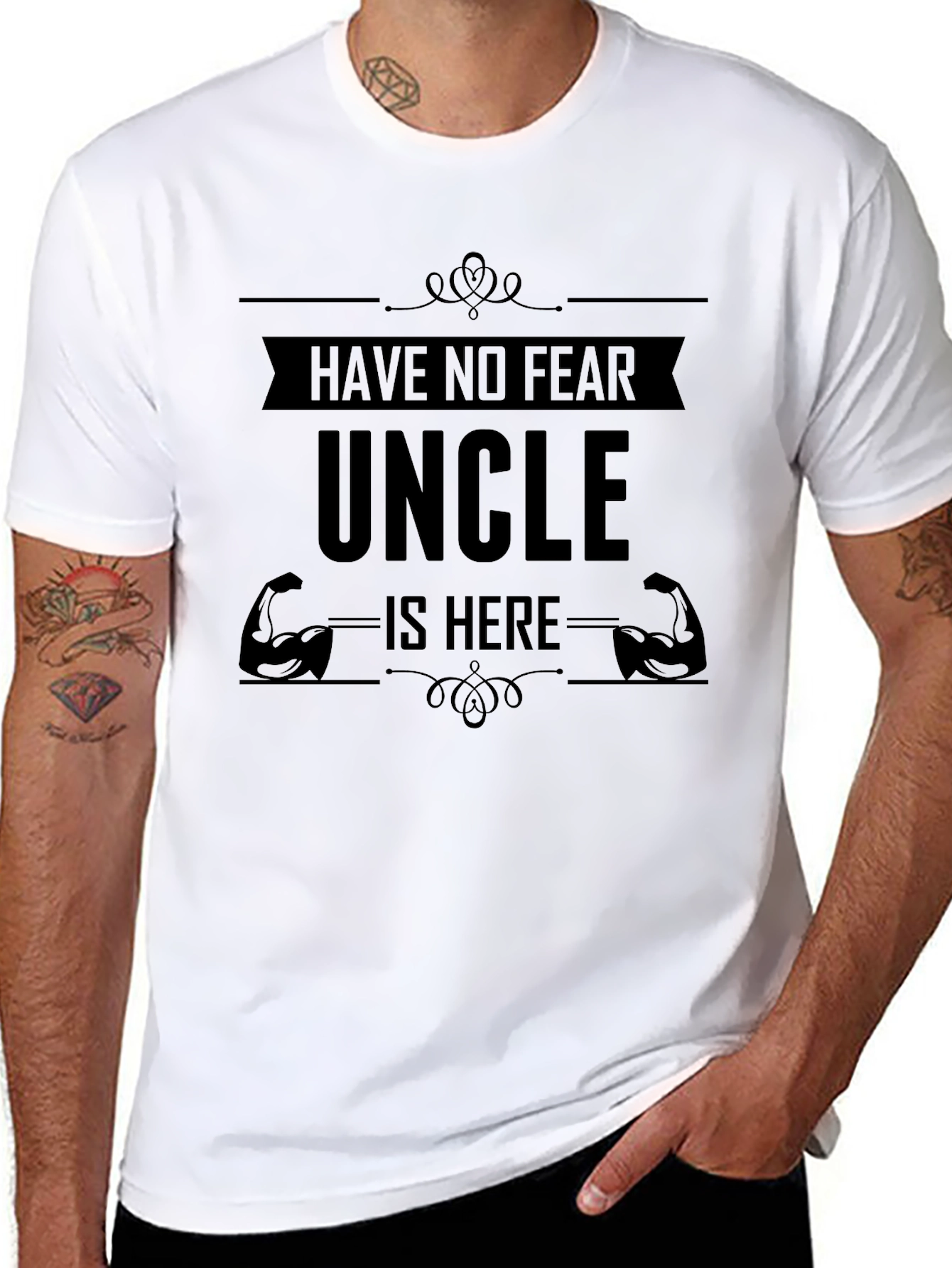 Have No Fear Uncle Is Here Black T-Shirt
