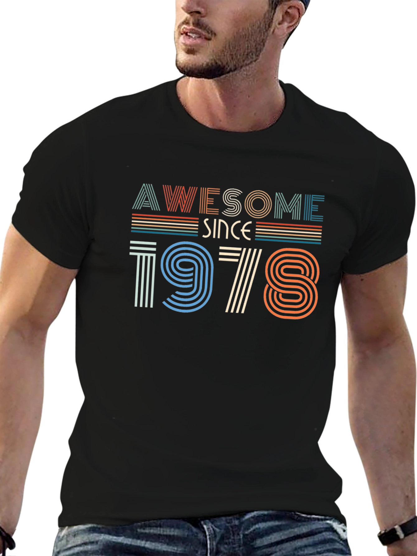 Awesome Since 1978 Black Graphic T-Shirt