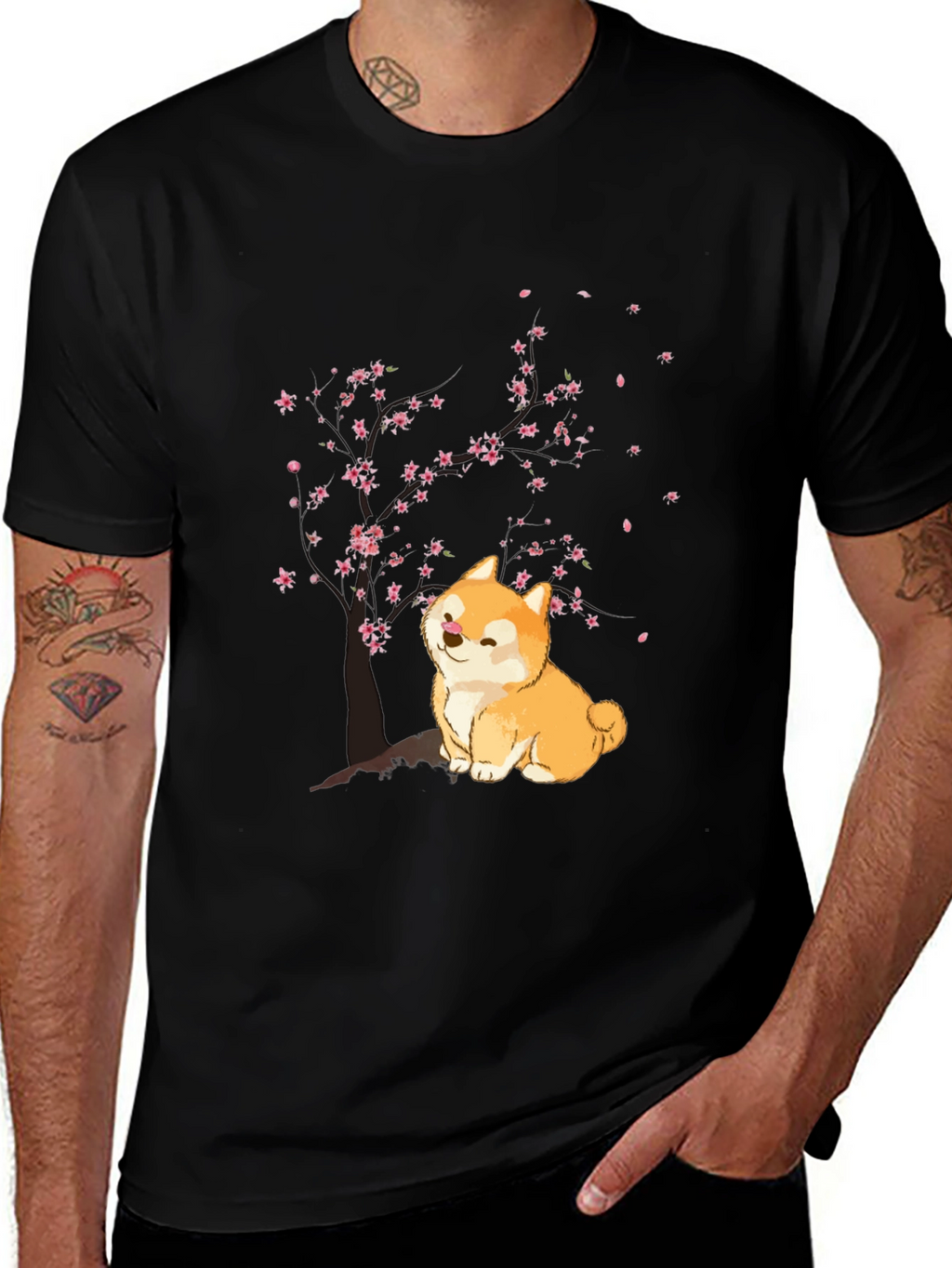 Shiba Inu Cherry Blossom T-Shirt - Cute Dog Tee