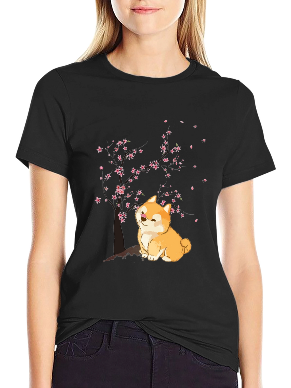 Shiba Inu Cherry Blossom T-Shirt - Cute Dog Tee