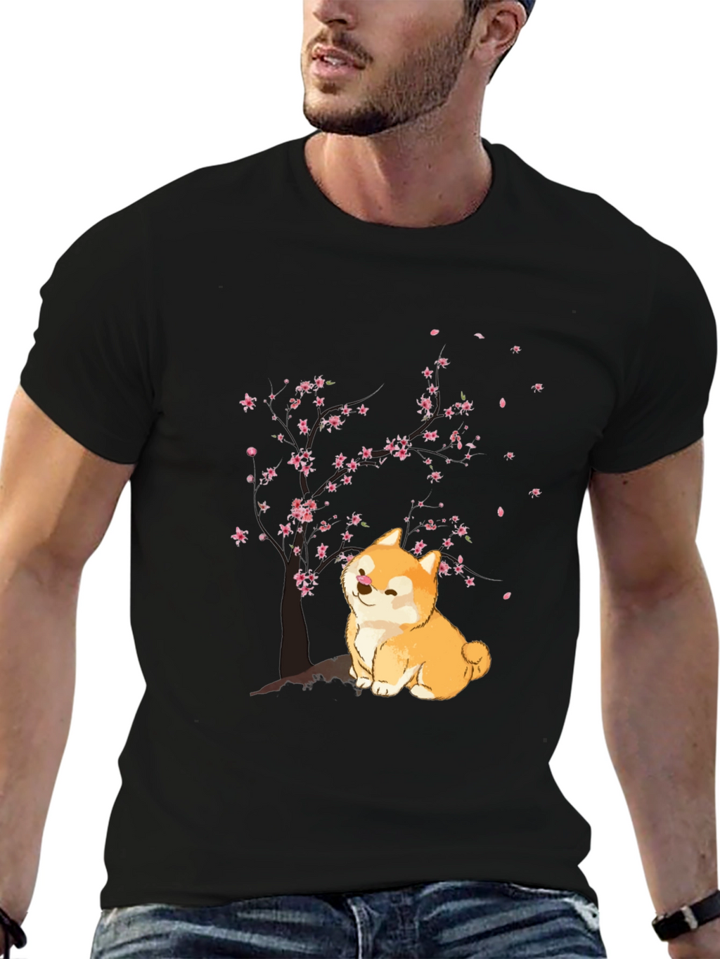 Shiba Inu Cherry Blossom T-Shirt - Cute Dog Tee