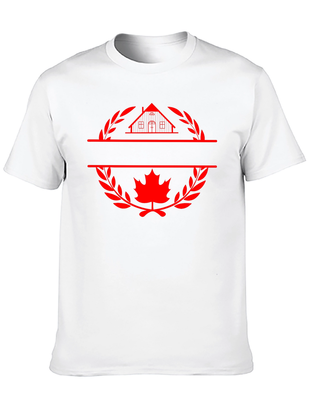 Black T-Shirt with House and Maple Leaf Graphic