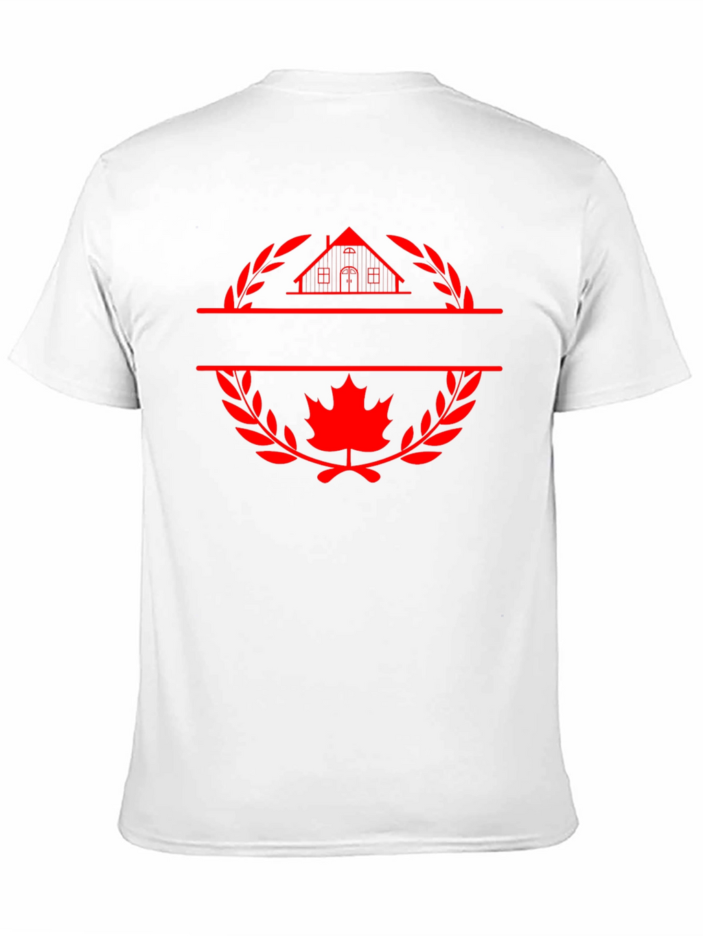 Black T-Shirt with House and Maple Leaf Graphic