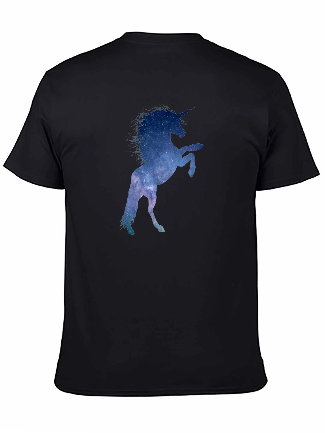 Unicorn Galaxy Silhouette T-Shirt - Black Cotton Tee