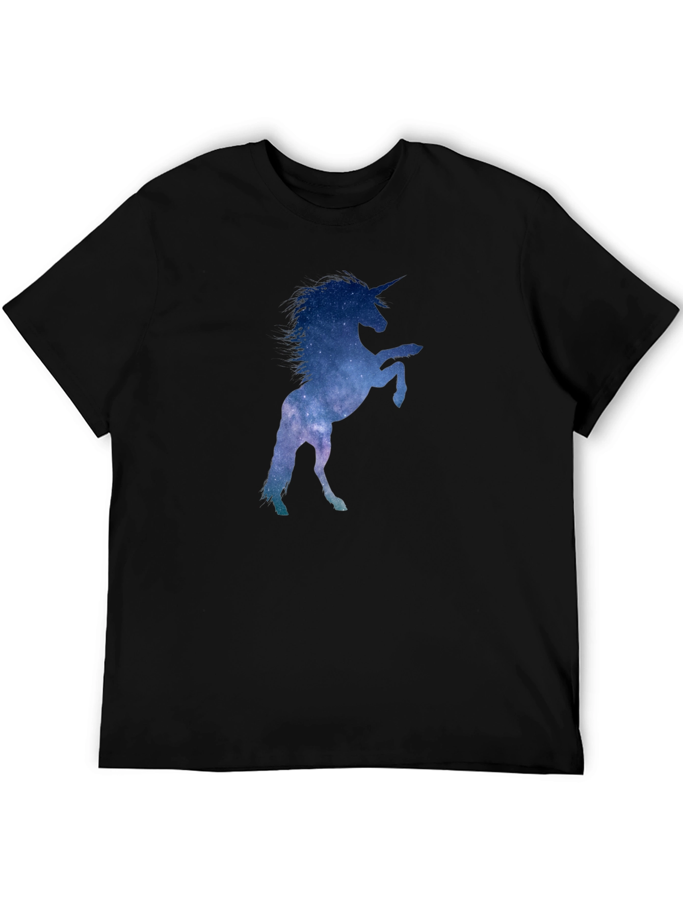 Unicorn Galaxy Silhouette T-Shirt - Black Cotton Tee
