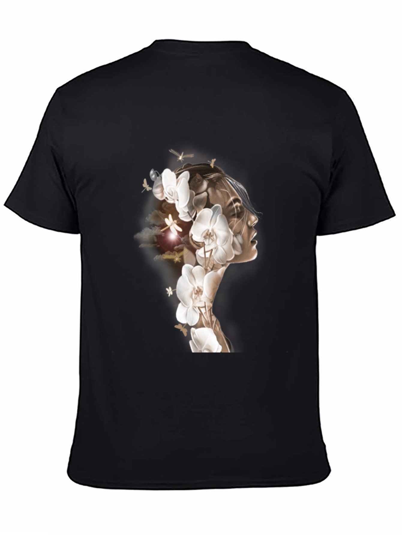 Orchid Woman Graphic Tee - Stylish Black T-Shirt