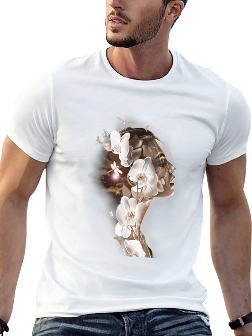 Orchid Woman Graphic Tee - Stylish Black T-Shirt