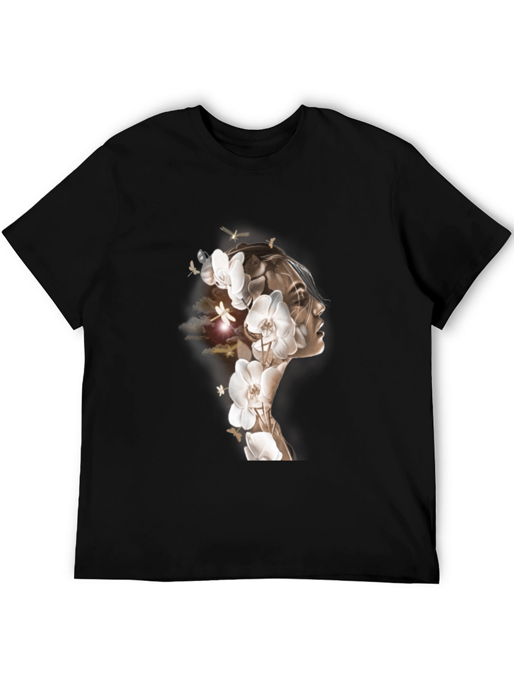 Orchid Woman Graphic Tee - Stylish Black T-Shirt