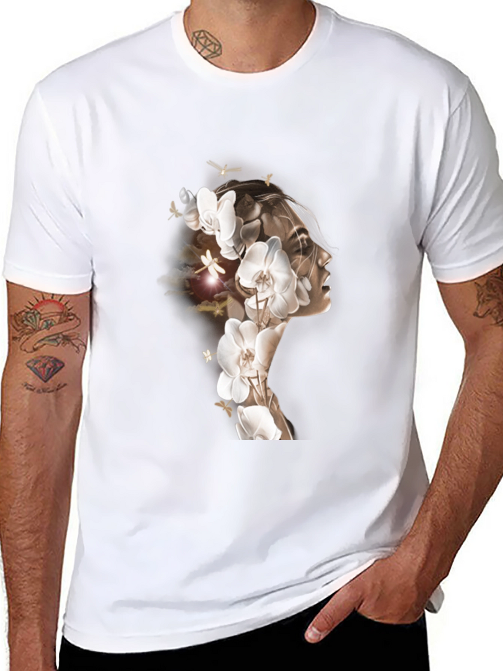 Orchid Woman Graphic Tee - Stylish Black T-Shirt