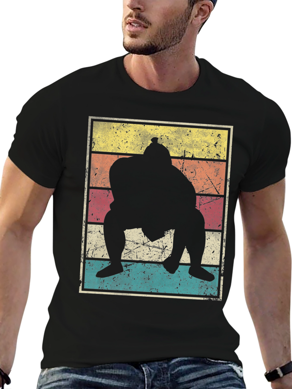 Retro Sumo Wrestler Graphic Tee