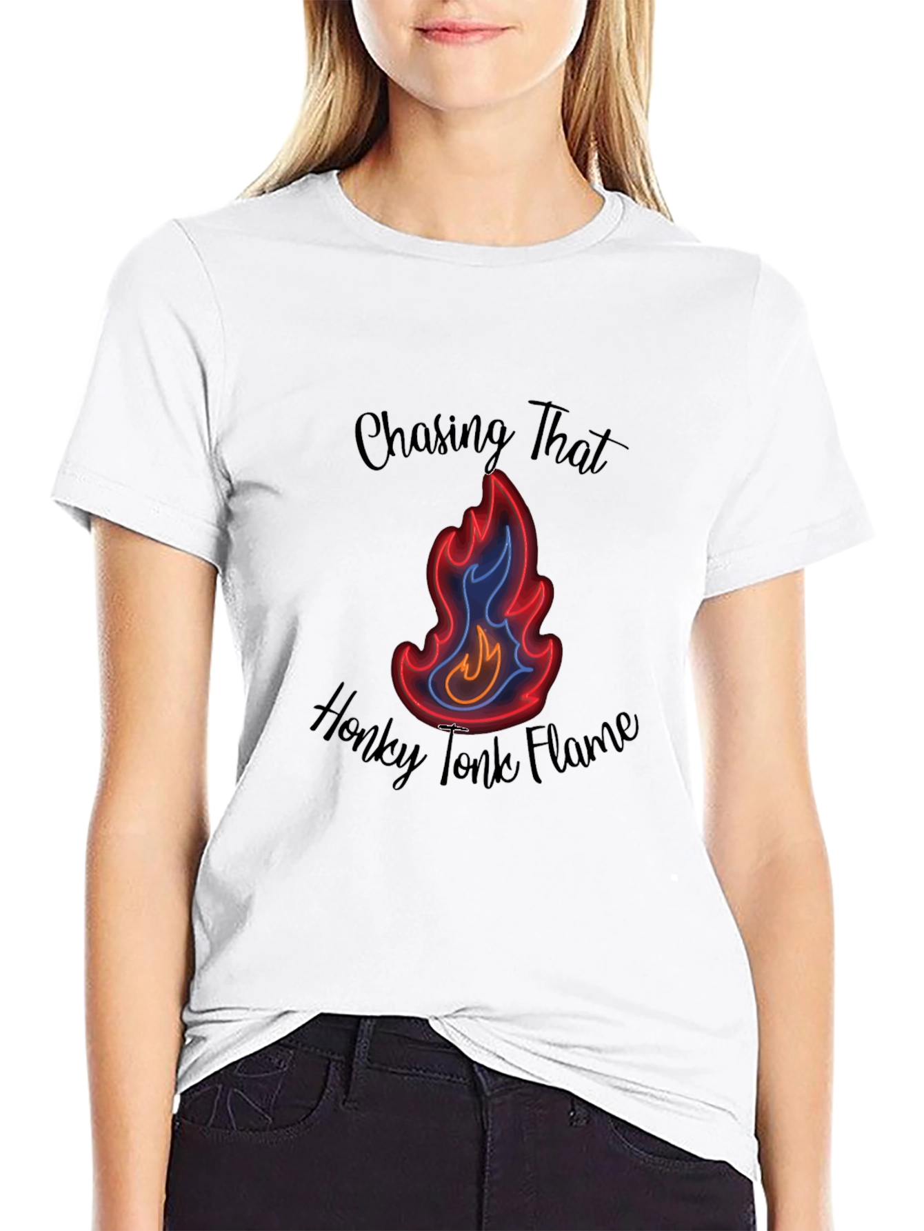 Chasing That Honky Tonk Flame Black T-Shirt