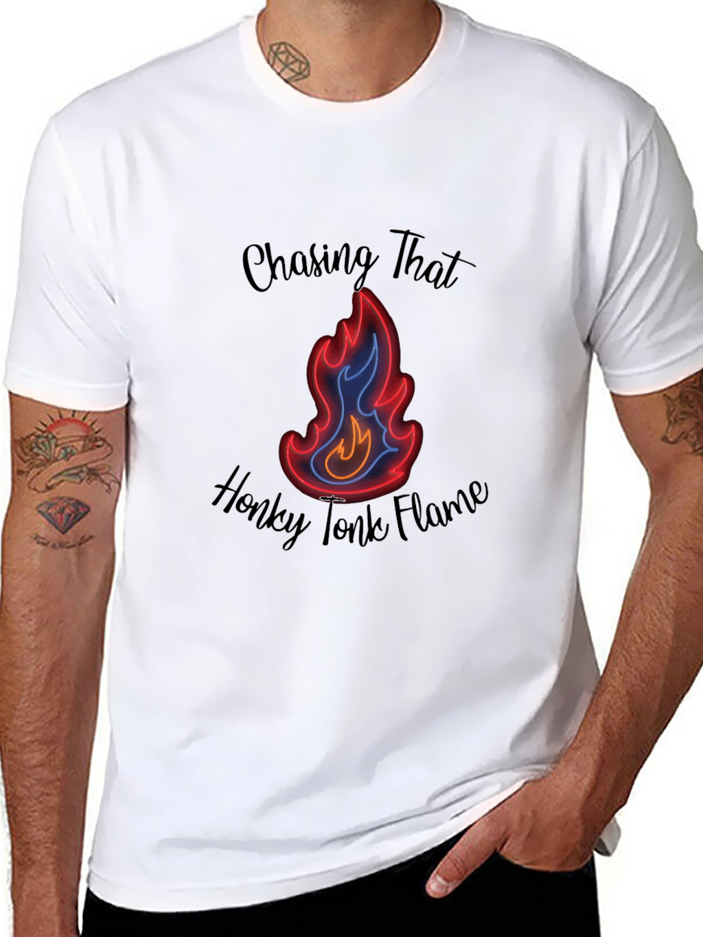 Chasing That Honky Tonk Flame Black T-Shirt