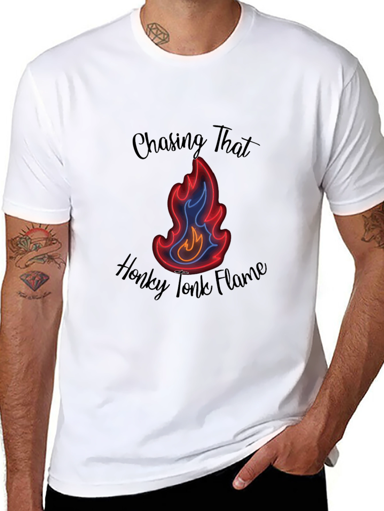 Chasing That Honky Tonk Flame Black T-Shirt