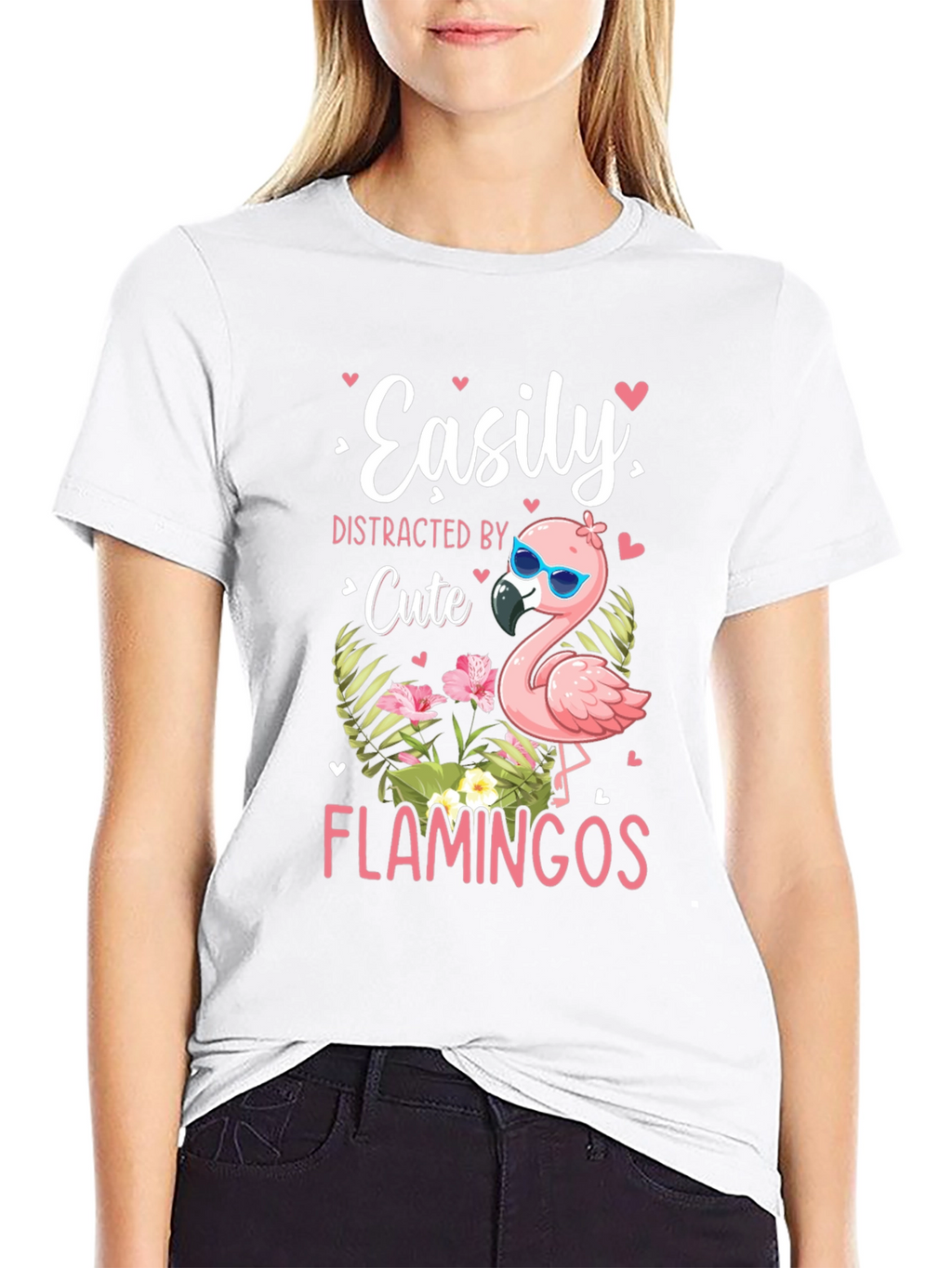 Easily Distracted by Cute Flamingos T-Shirt