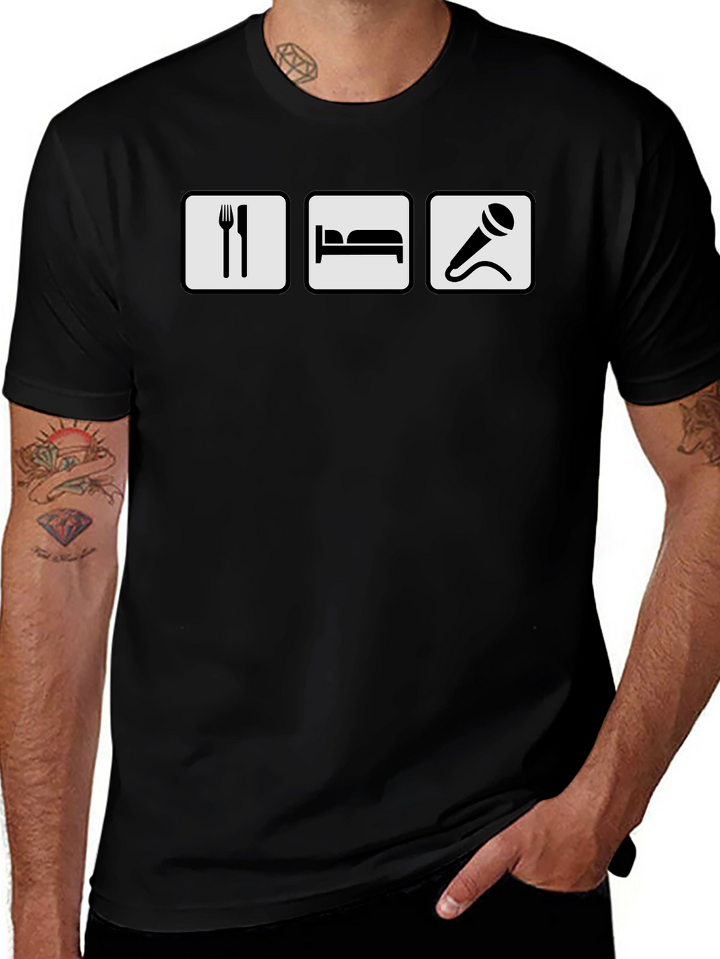 Eat Sleep Sing T-Shirt - Black