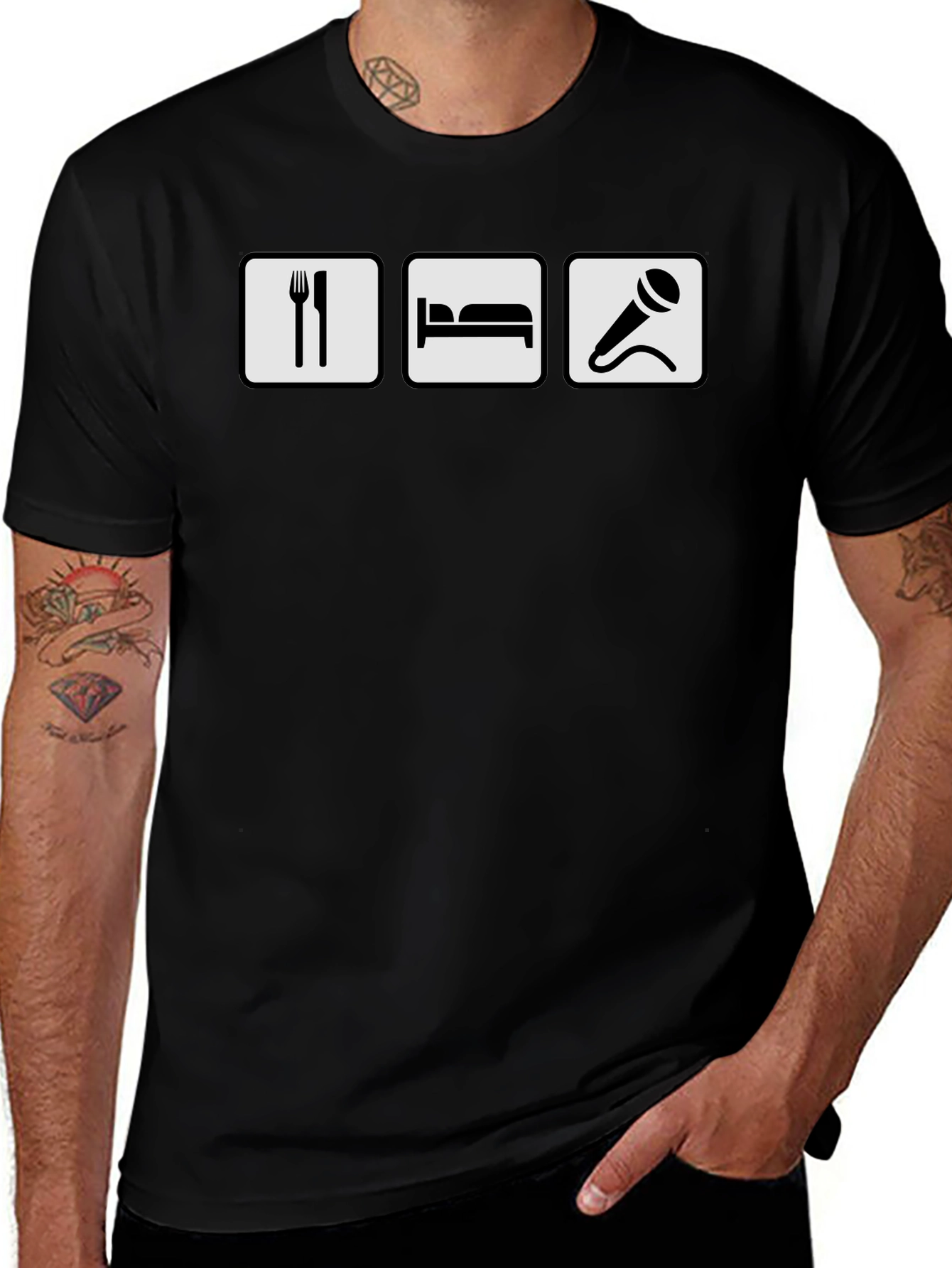Eat Sleep Sing T-Shirt - Black