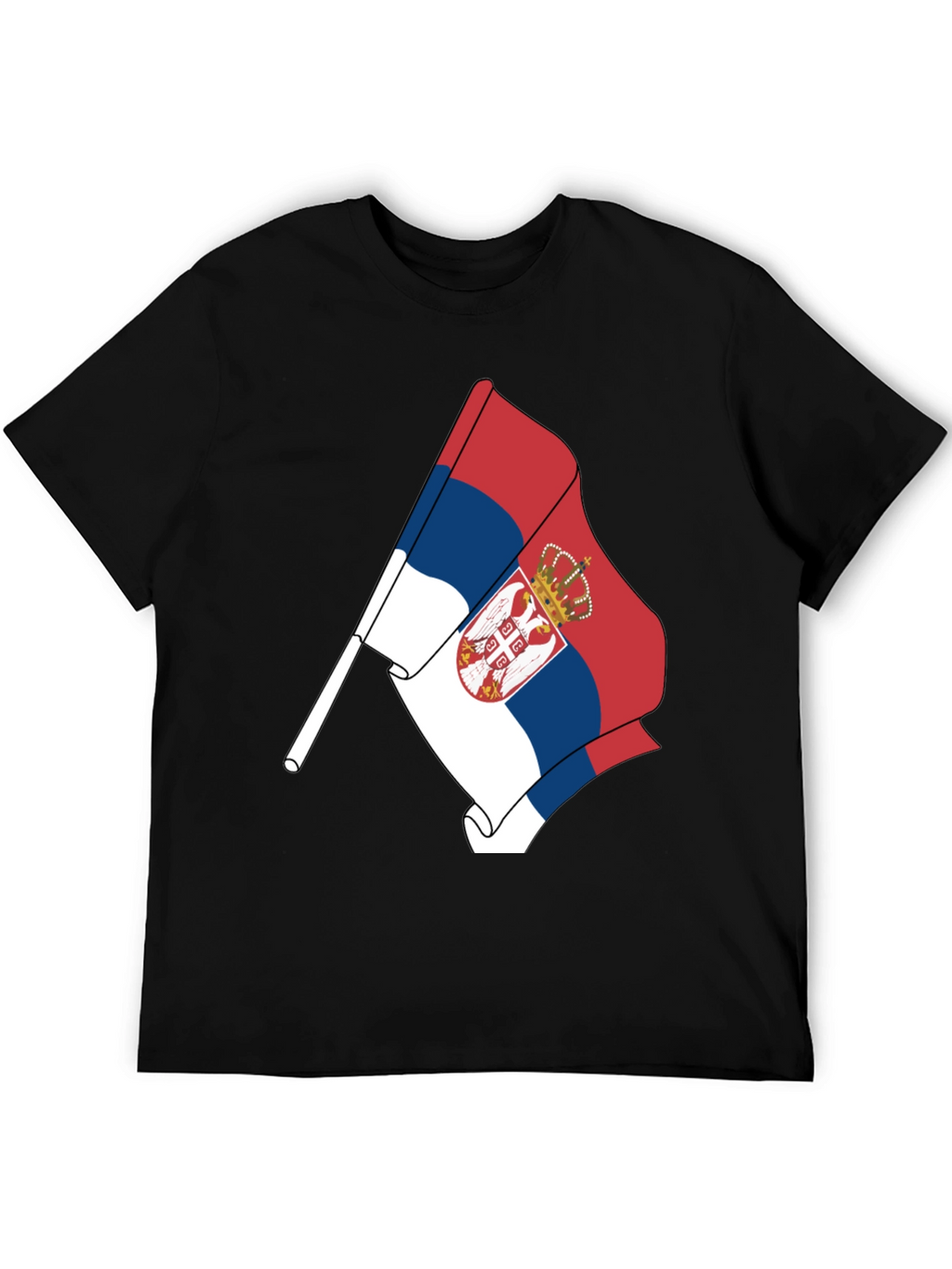 Serbia Flag Graphic Tee - Black Cotton Comfort