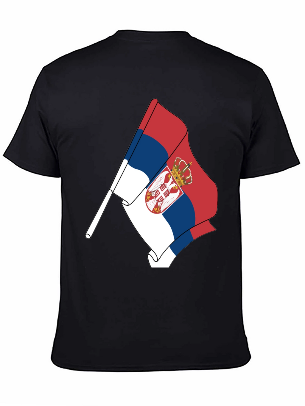 Serbia Flag Graphic Tee - Black Cotton Comfort