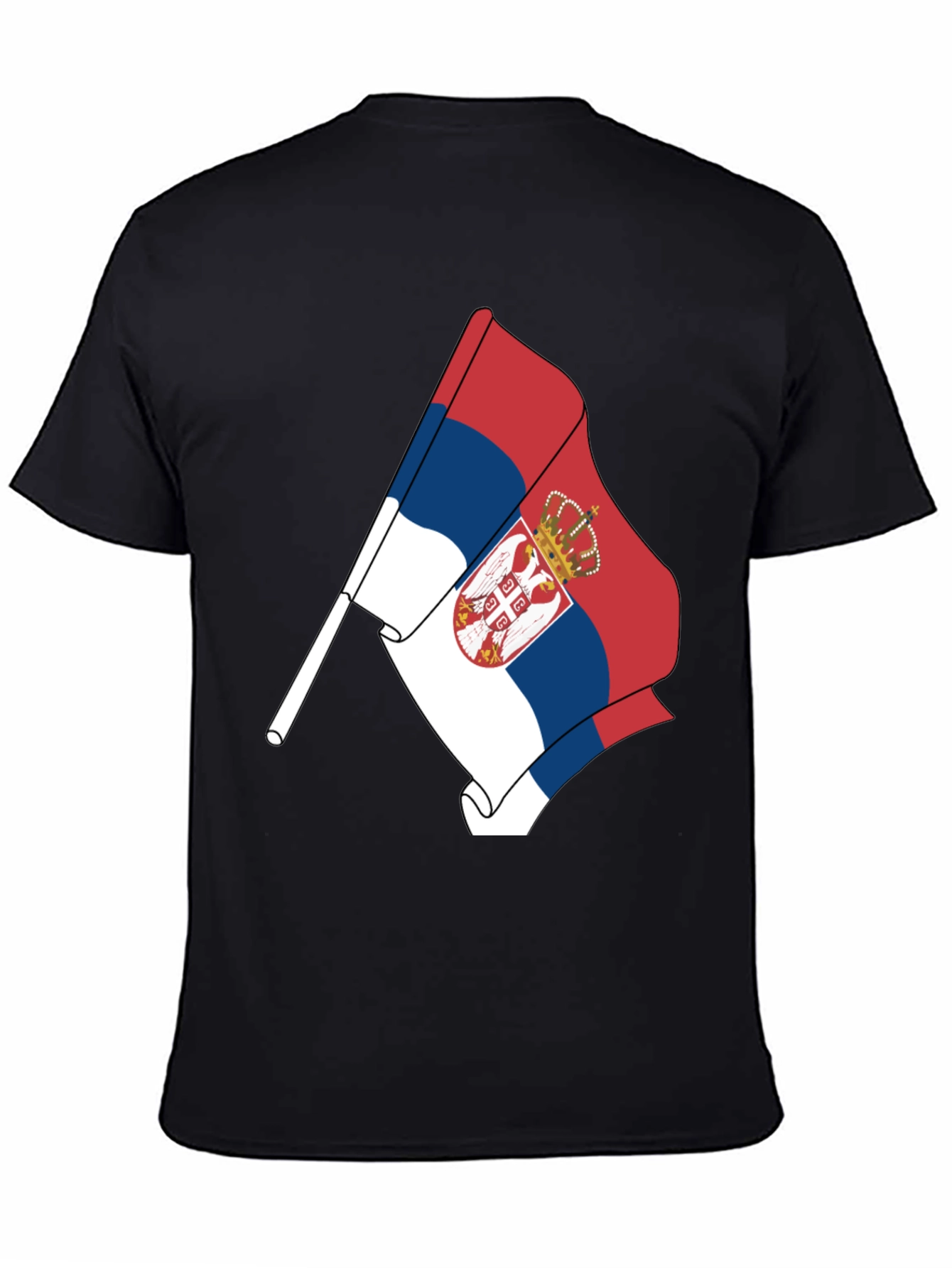 Serbia Flag Graphic Tee - Black Cotton Comfort