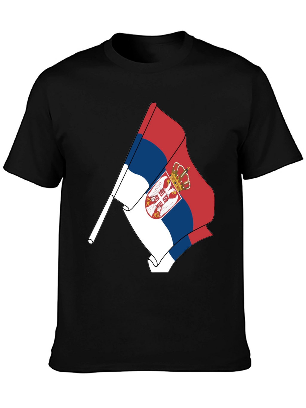 Serbia Flag Graphic Tee - Black Cotton Comfort
